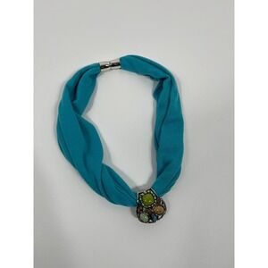 VTG 90s Y2K‎ Maximalist Statement Womens Necklace Silver Blue Boho Chic Artsy